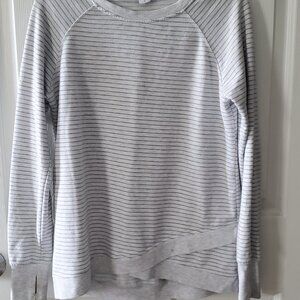 Gray striped pull over long sleeved shirt